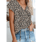 Camryn Black V-neck Short Sleeve Fashion Print Fantasy Fluttering Blouse
