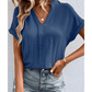 Jackee Sail Blue Notched Neck Batwing Sleeve Lightweight Blouse