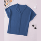 Jackee Sail Blue Notched Neck Batwing Sleeve Lightweight Blouse