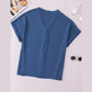 Jackee Sail Blue Notched Neck Batwing Sleeve Lightweight Blouse