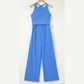 Estella Blue Slim Ribbed Tank Top and Sweatpants Set