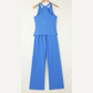 Estella Blue Slim Ribbed Tank Top and Sweatpants Set