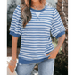 Bella Blue Stripe Short Bubble Sleeve T Shirt