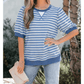 Bella Blue Stripe Short Bubble Sleeve T Shirt
