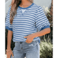 Bella Blue Stripe Short Bubble Sleeve T Shirt