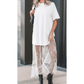 Phillis White Floral Patchwork Short Sleeve T Shirt Loose Maxi Dress