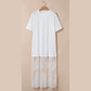 Phillis White Floral Patchwork Short Sleeve T Shirt Loose Maxi Dress