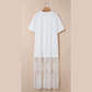 Phillis White Floral Patchwork Short Sleeve T Shirt Loose Maxi Dress