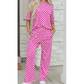 Addyson Pink Checkered Print Half Sleeve Tee 2pcs Lounge Pant Set