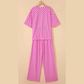 Addyson Pink Checkered Print Half Sleeve Tee 2pcs Lounge Pant Set