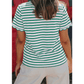 Meliza Green Stripe Scalloped Trim Round Neck T Shirt