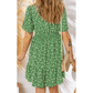 Anne Green Print Wrap V Neck Short Sleeve High Waistband Mini Dress