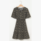 Anne Black Print Wrap V Neck Short Sleeve High Waistband Mini Dress