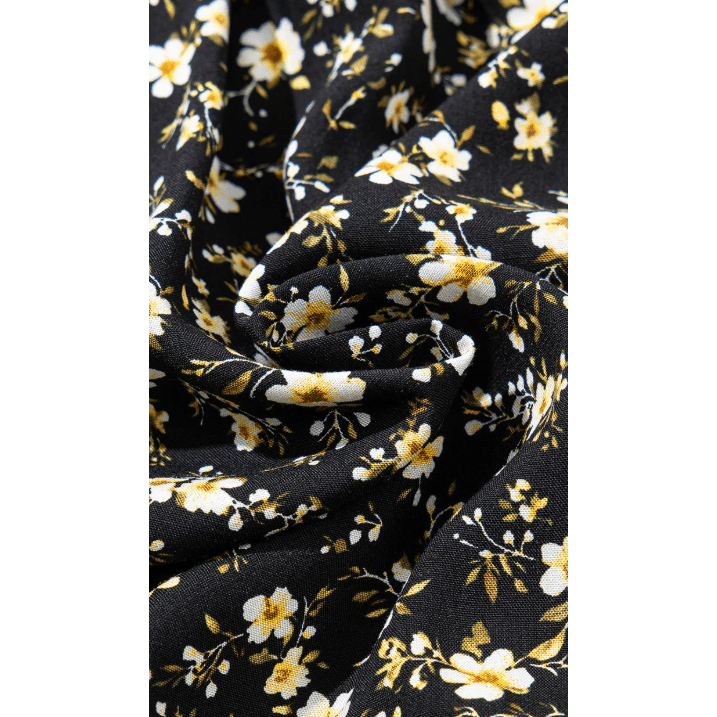 Anne Black Print Wrap V Neck Short Sleeve High Waistband Mini Dress
