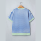 Nell Blue Stripe Contrast Trim Loose Short Sleeve Top