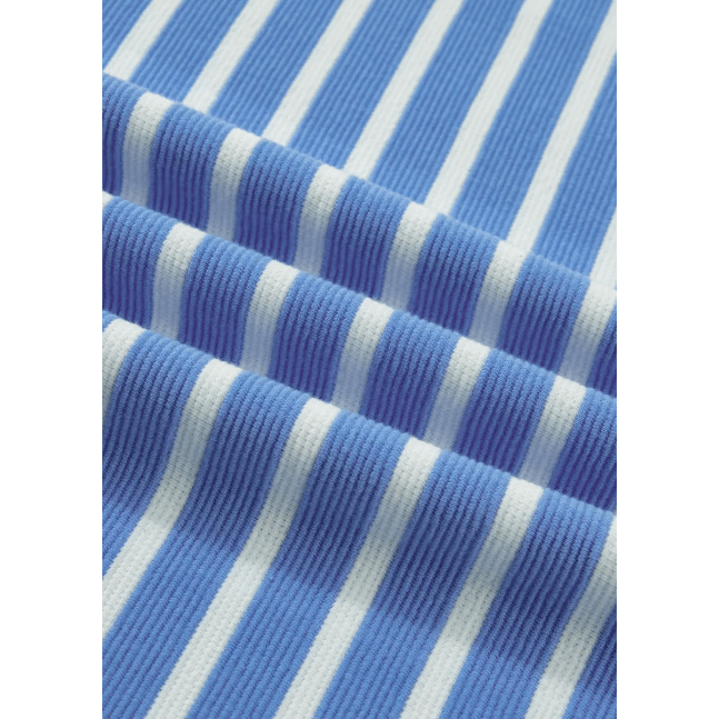 Nell Blue Stripe Contrast Trim Loose Short Sleeve Top
