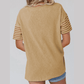 Janessa Tan Color Block Striped Detail Loose T Shirt