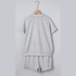 Angelo Grey Collared V Neck Tee Drawstring Elastic Waist Shorts 2pcs Outfit