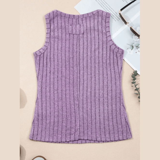 Jora Purple Slim Ribbed Mineral Wash Tank Top