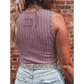 Jora Pink Slim Ribbed Mineral Wash Tank Top