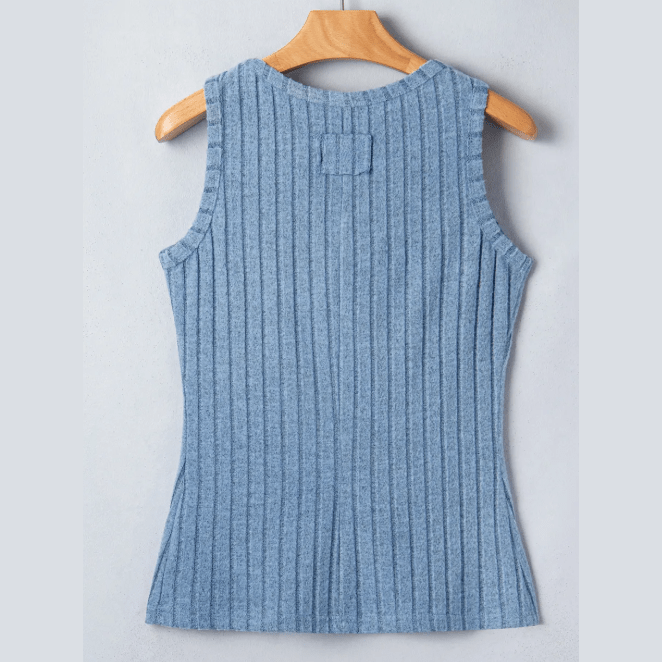 Jora Blue Slim Ribbed Mineral Wash Tank Top
