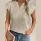Monette Apricot Wavy Textured Button V Neck Tee