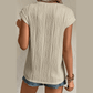 Monette Apricot Wavy Textured Button V Neck Tee