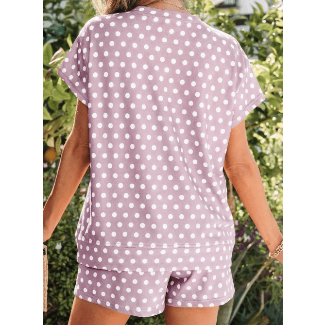 SALE!!!  Kaden Purple Polka Dot Print Short Set