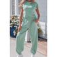 Marcella Moonlit Jade Cropped Tank Top and Jogger Pants Set