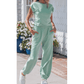 Marcella Moonlit Jade Cropped Tank Top and Jogger Pants Set