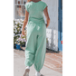 Marcella Moonlit Jade Cropped Tank Top and Jogger Pants Set
