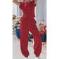 Marcella Red Cropped Tank Top and Jogger Pants Set
