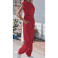 Marcella Red Cropped Tank Top and Jogger Pants Set