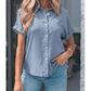 Emilee Sky Blue Dotted Print Cuffed Short Sleeve Shirt