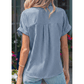 Emilee Sky Blue Dotted Print Cuffed Short Sleeve Shirt