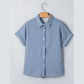 Emilee Sky Blue Dotted Print Cuffed Short Sleeve Shirt