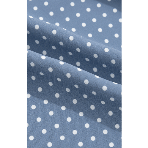 Emilee Sky Blue Dotted Print Cuffed Short Sleeve Shirt