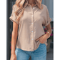 Emilee Khaki Dotted Print Cuffed Short Sleeve Shirt