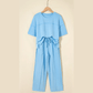 Dorcas Light Blue Drop Shoulder Boxy Tee and Barrel Pants Set