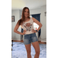 SALE!!!  Klaudia White Retro Floral Print Scalloped Square Neck Knit Tank