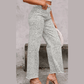 Melba Light Grey Leopard Frayed Edge Wide Leg High Waist Jeans