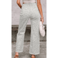 Melba Light Grey Leopard Frayed Edge Wide Leg High Waist Jeans