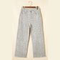Melba Light Grey Leopard Frayed Edge Wide Leg High Waist Jeans