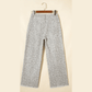 Melba Light Grey Leopard Frayed Edge Wide Leg High Waist Jeans