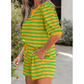 Livia Yellow Stripe Puff Short Sleeve T Shirt Matching Shorts Set