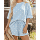 Lyanna Blue Exposed Seam Detail Polka Dot Loose Tee Drawstring Shorts Set