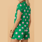 Lucy Green Polka Dot Print V Neck Tee Short Set