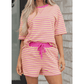 Hollyn Pink Stripe Drop Shoulder Boxy Casual Terry Short Set