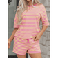 Hollyn Pink Stripe Drop Shoulder Boxy Casual Terry Short Set