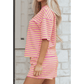 Hollyn Pink Stripe Drop Shoulder Boxy Casual Terry Short Set